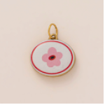 Pink Petal White Medallion charm