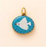 Wite Bird in Blue Medallion charm