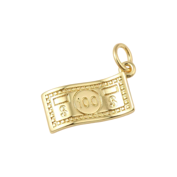 gold dollar bill charm