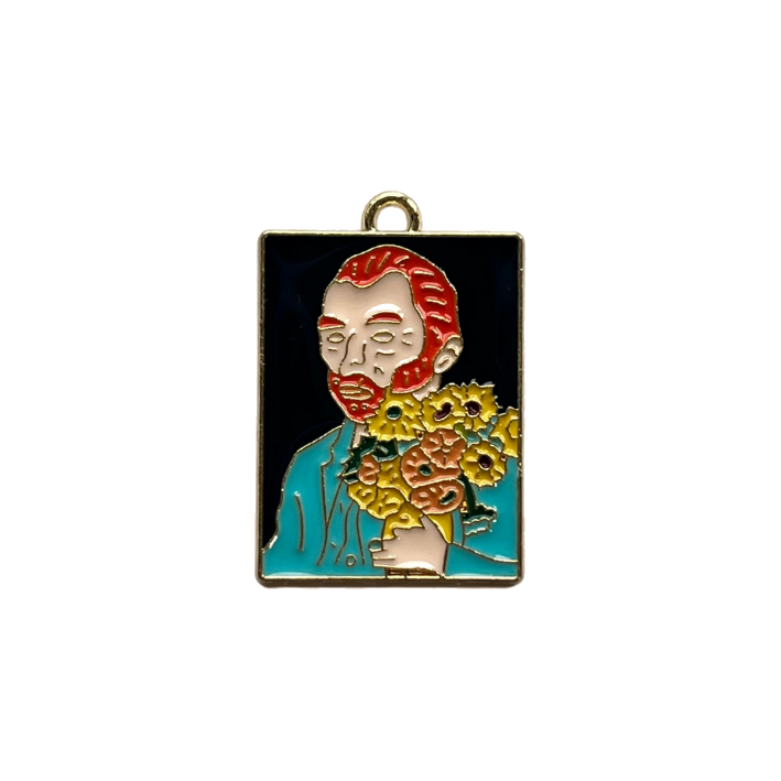 Van Gogh sunflower & portrait charm