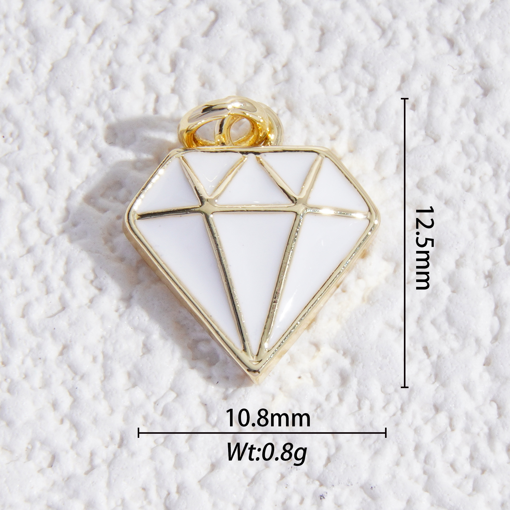 White 2d diamond charm