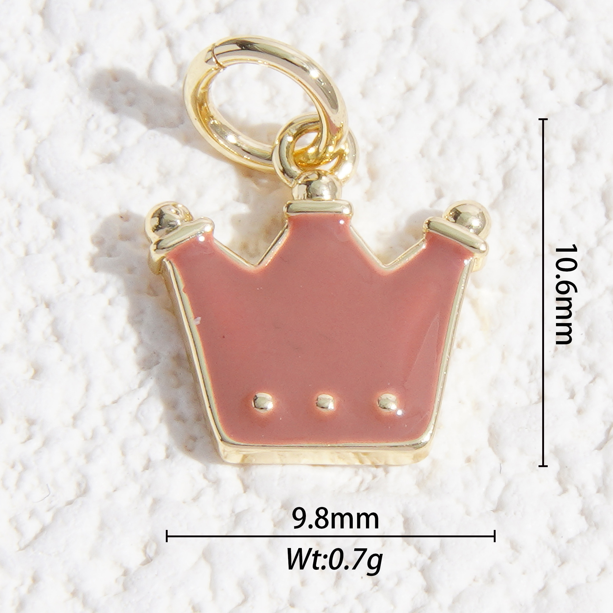 pink 2d crown charm