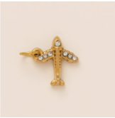 Diamond Golden Airplane Stl. charm