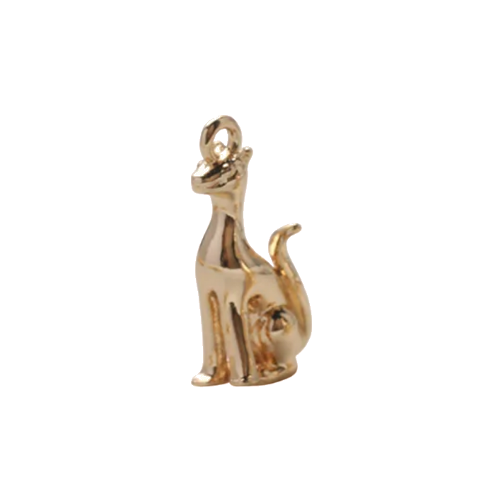 Proper sitting dog gold charm
