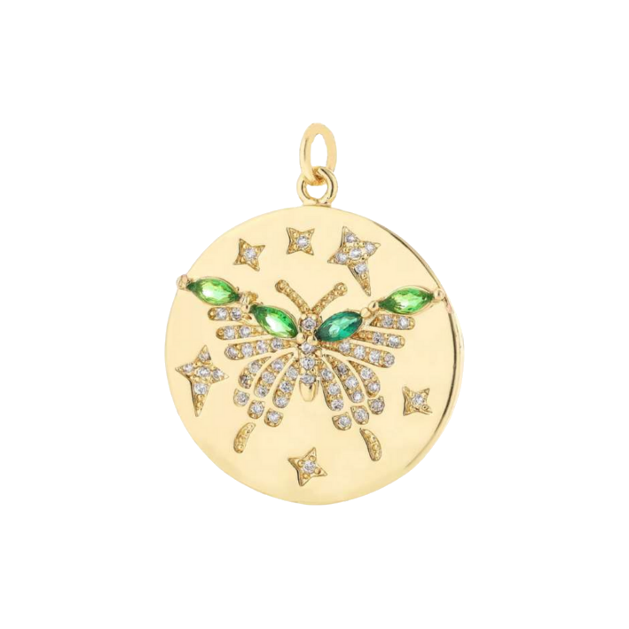 Green diamond butterfly charm