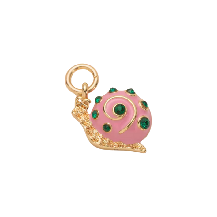 Diamond pink snail charm