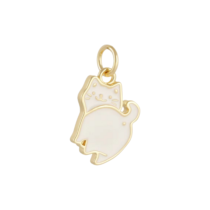 smiling white cat charm