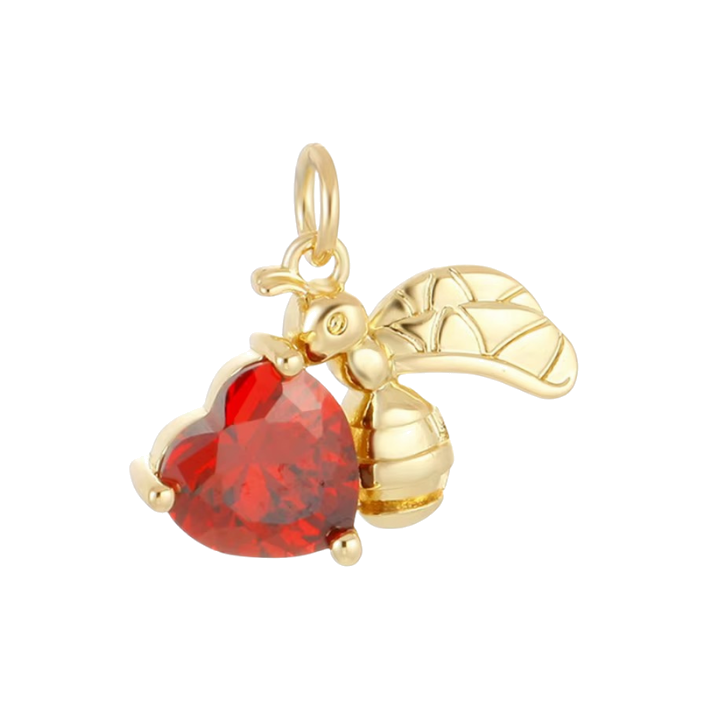 red heart bee charm