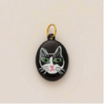 Black Cat Oval charm