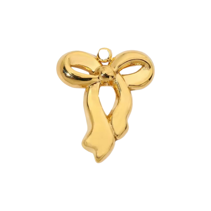gold little ribbon charm
