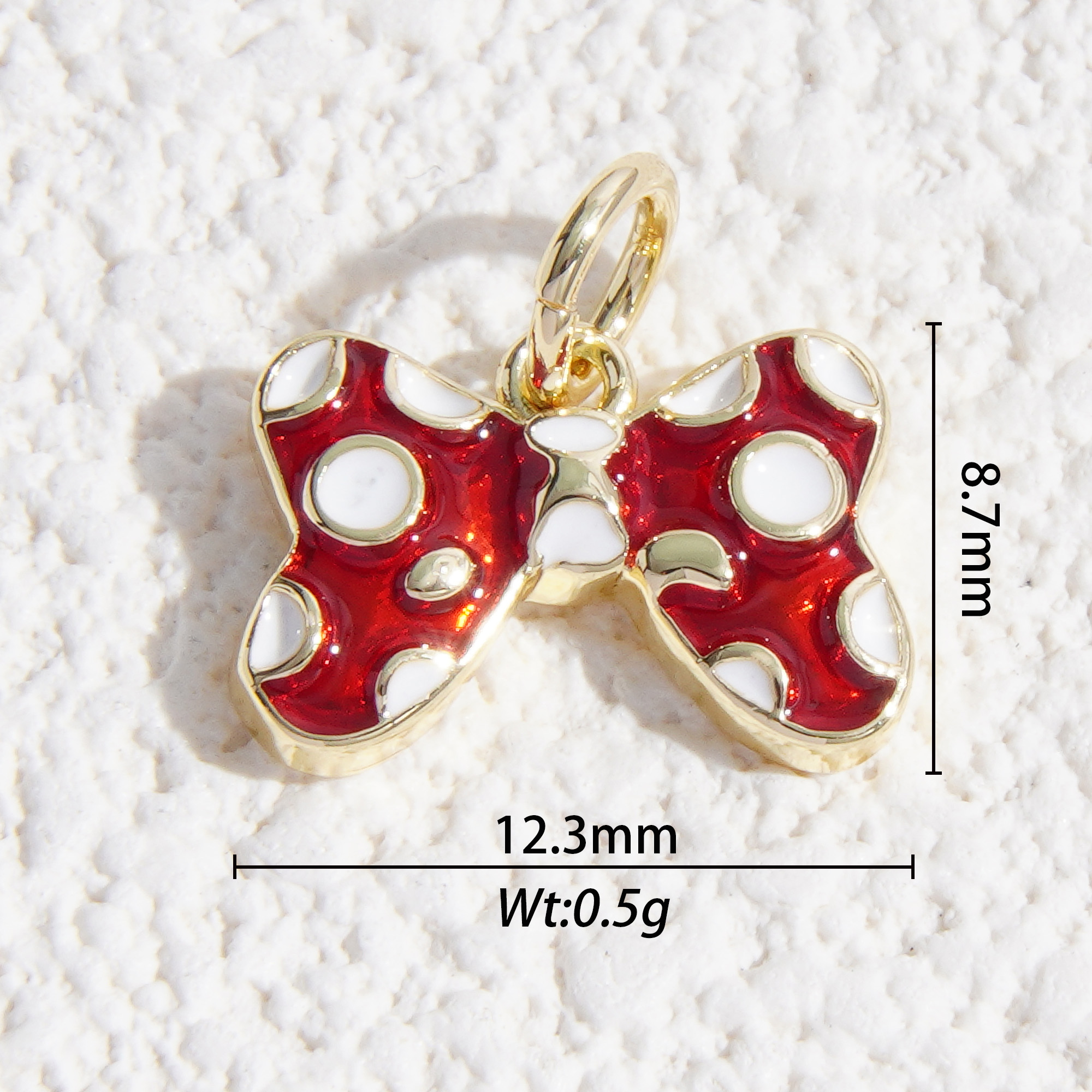 Polka dot red bow charm