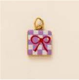 Red Bow in Purple Grid charm