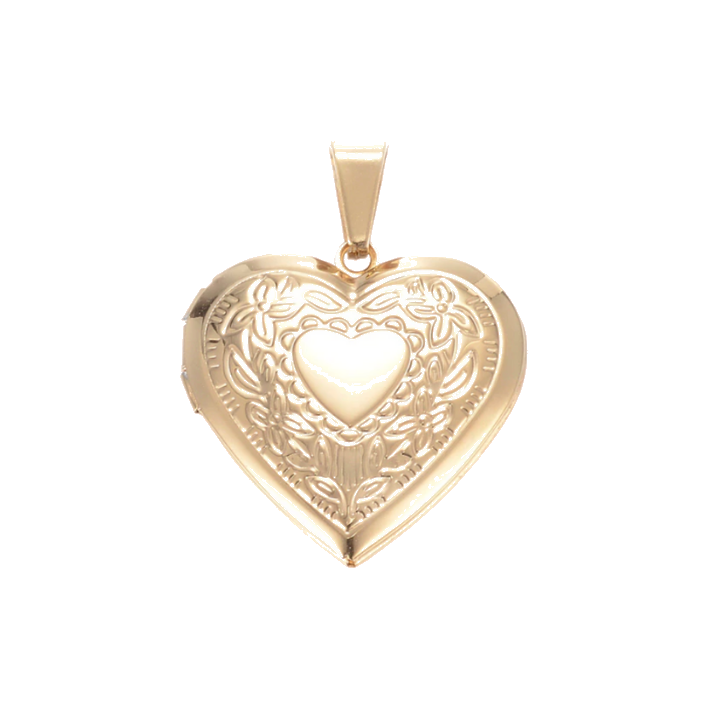 Gold big heart locket charm