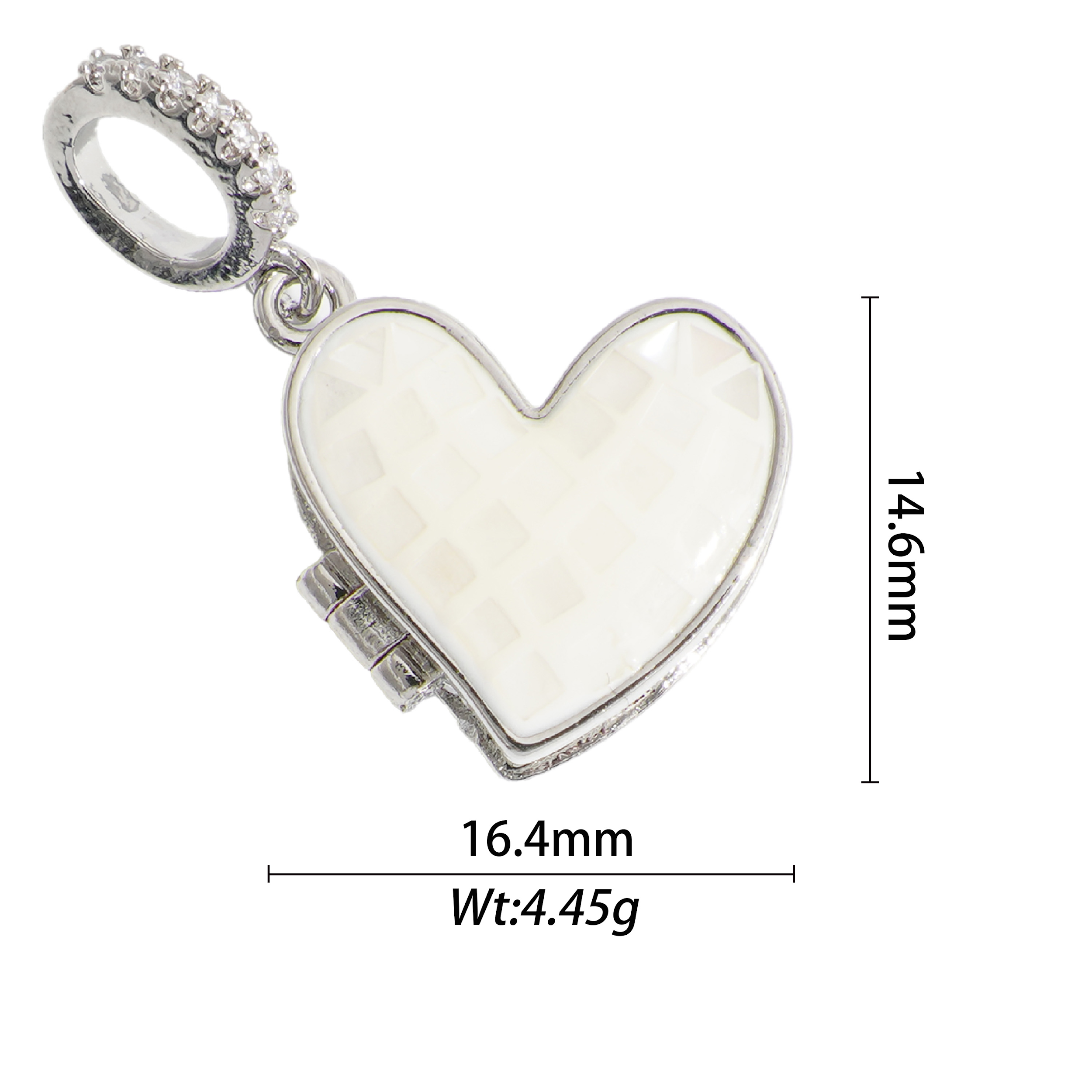 Locket white silver heart locket charm