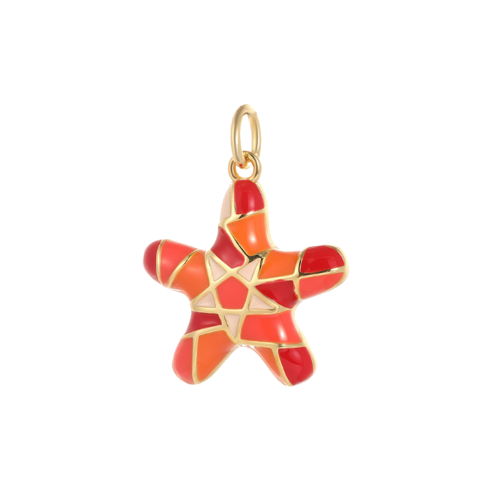 Red mosaic starfish charm