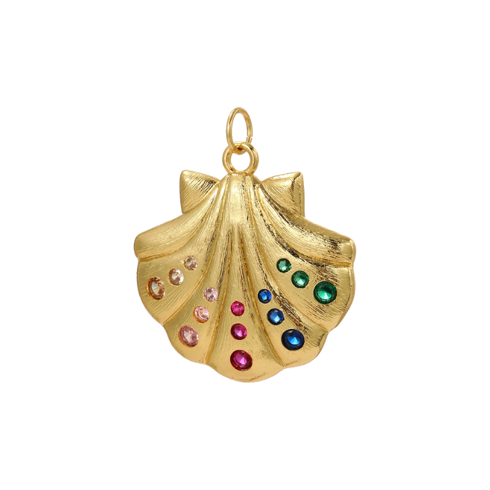 gold seashell mix gem charm