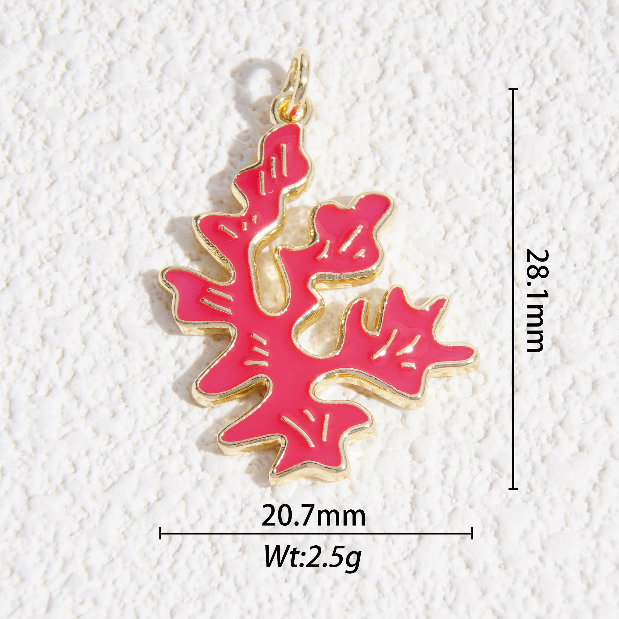red coral 2D charm