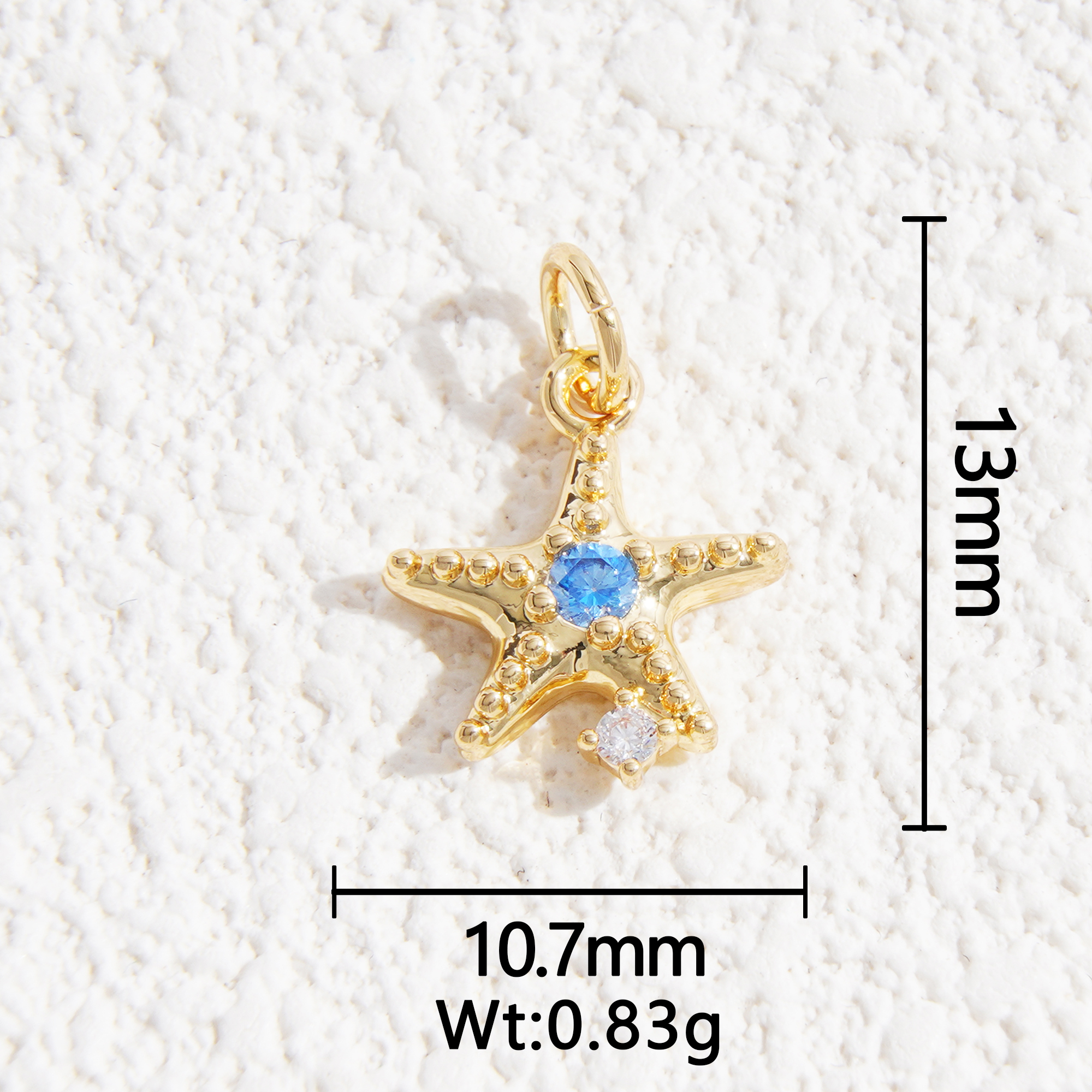 blue dot starfish charm