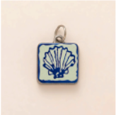 Blue White Seashell Square charm