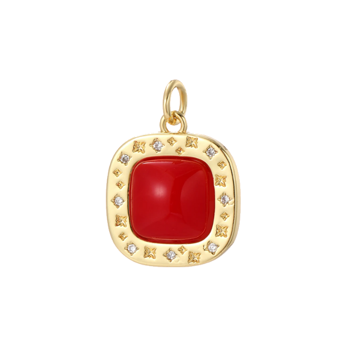 Red and diamond gem pendant charm