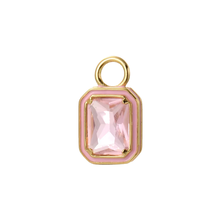 pink-pink square gem charm