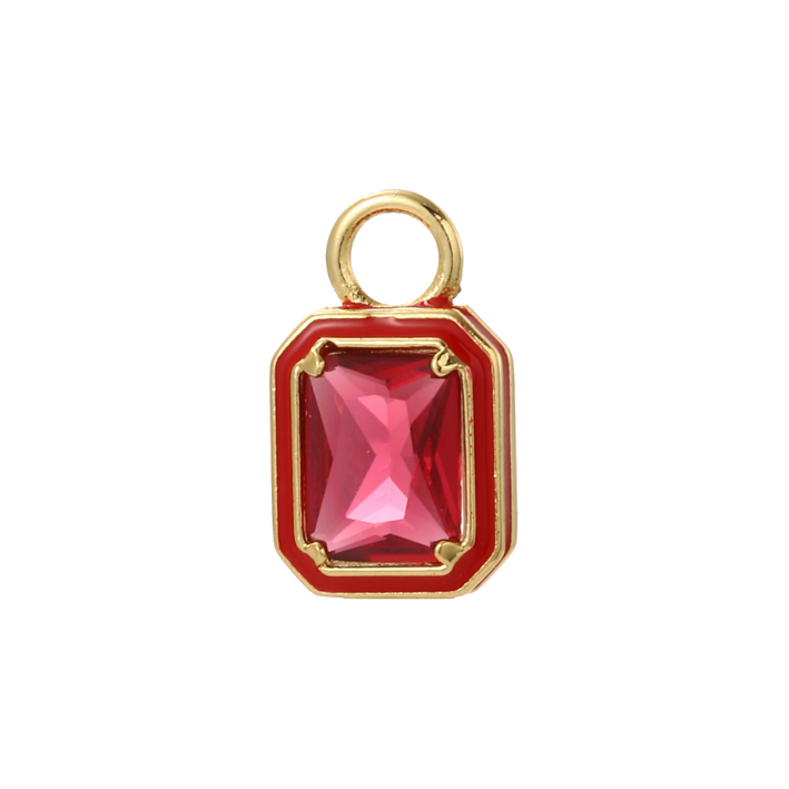 red-red square gem charm