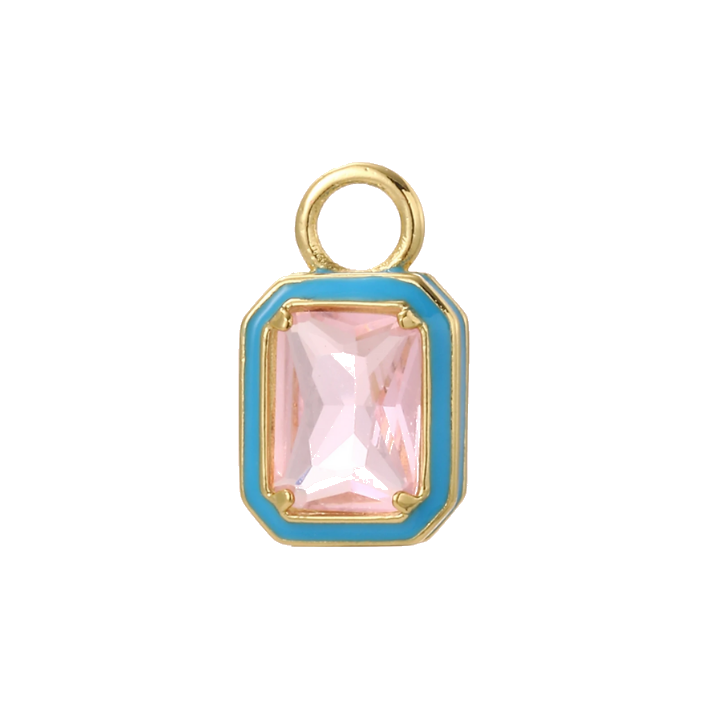 pink-blue square gem charm