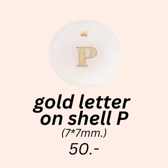gold letter 
on shell P charm