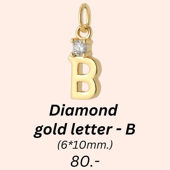 Diamond gold letter - B charm