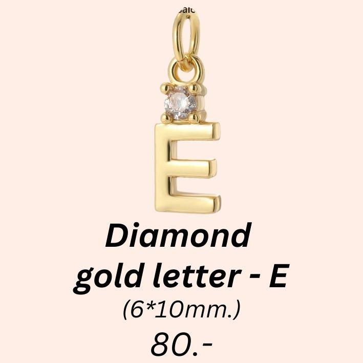 Diamond gold letter - E charm