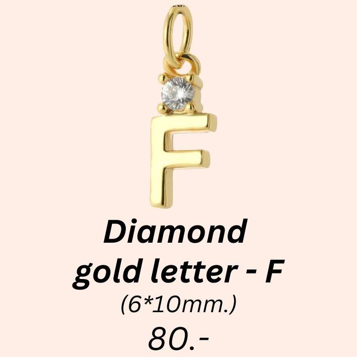 Diamond gold letter - F charm