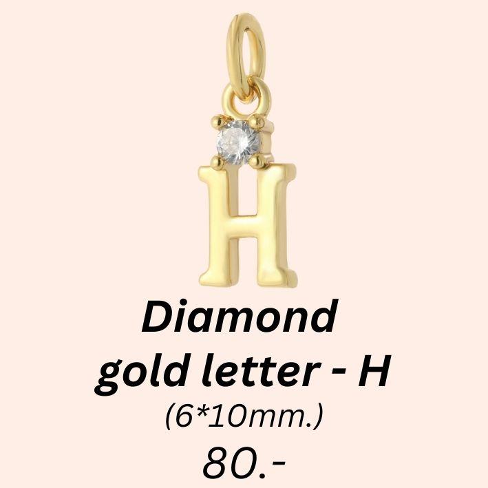 Diamond gold letter - H charm