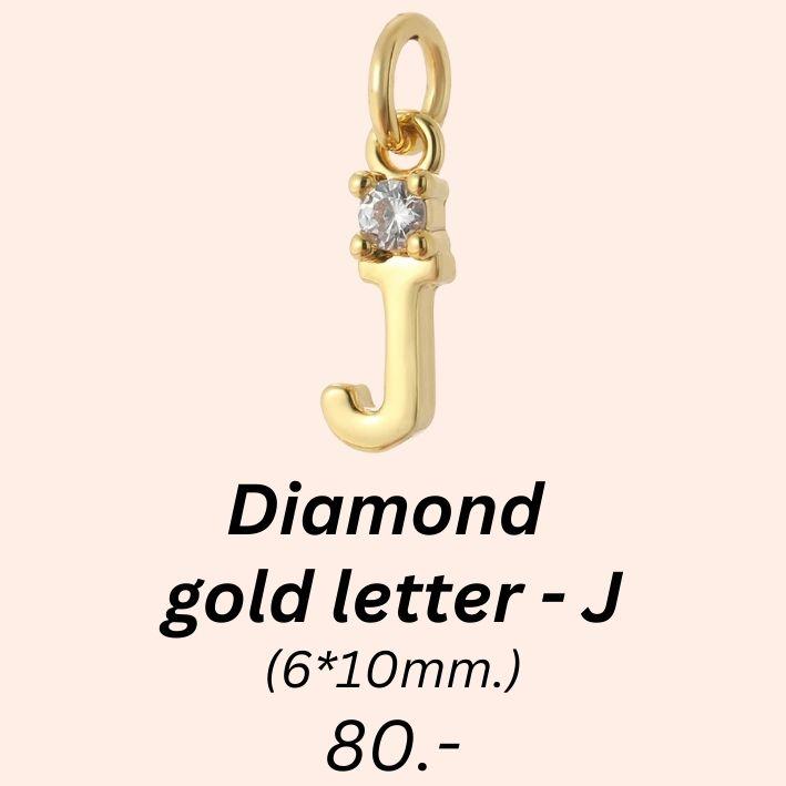 Diamond gold letter - J charm