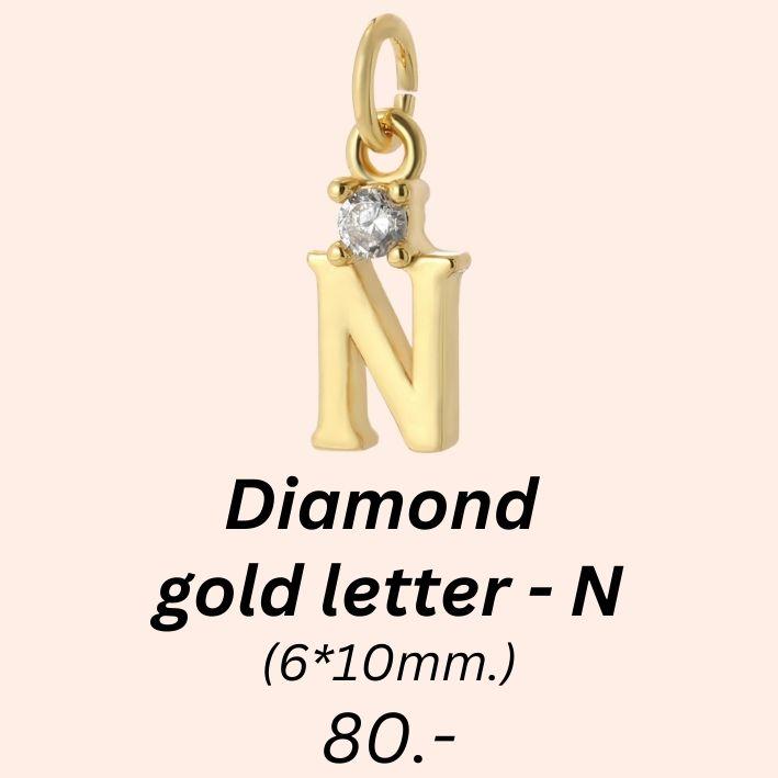 Diamond gold letter - N charm