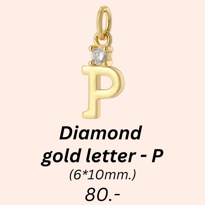 Diamond gold letter - P charm