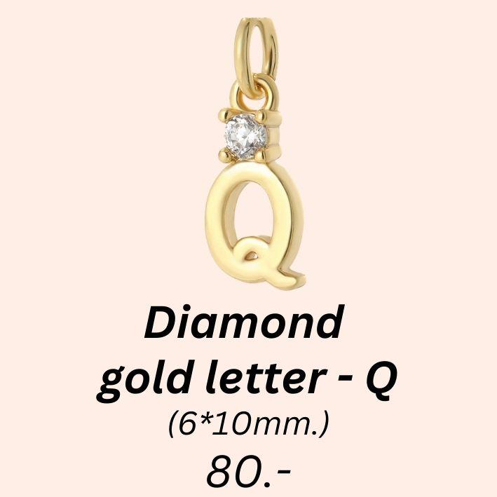 Diamond gold letter - Q charm