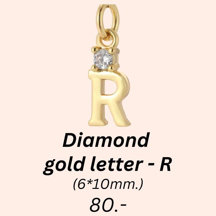 Diamond gold letter - R charm