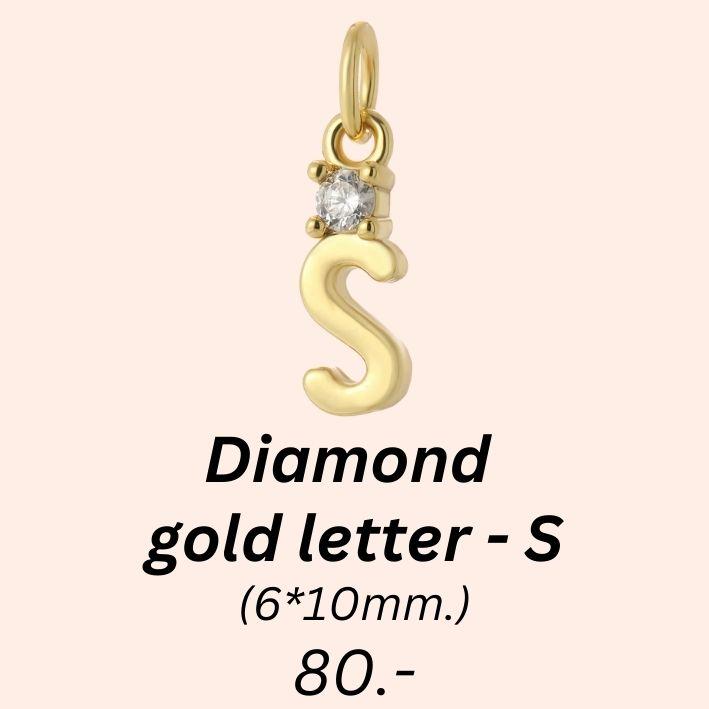 Diamond gold letter - S charm