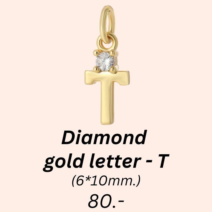 Diamond gold letter - T charm