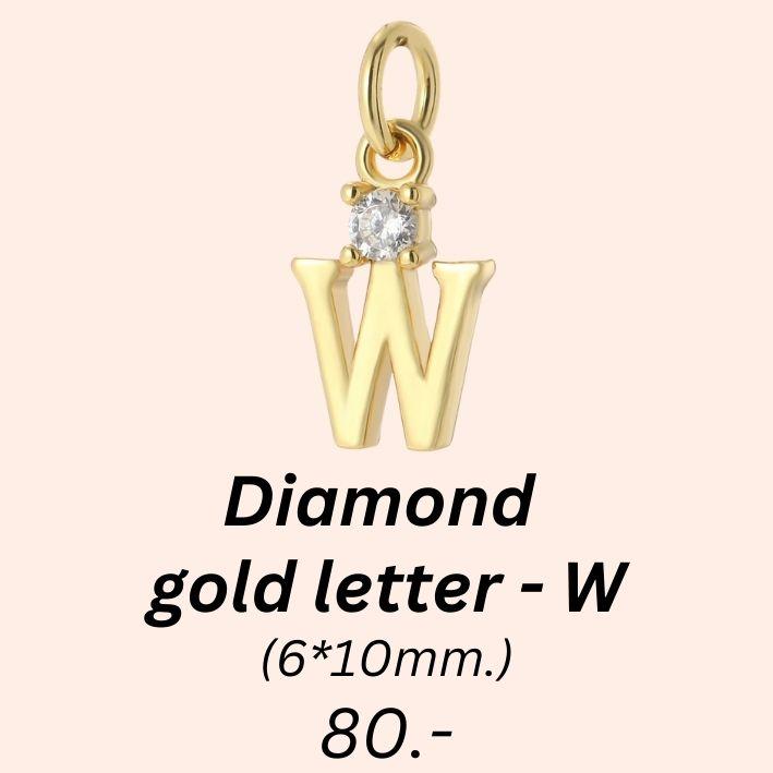 Diamond gold letter - W charm