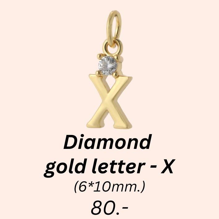 Diamond gold letter - X charm