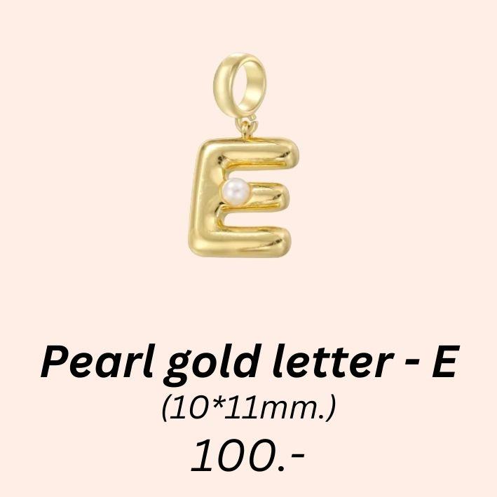 Pearl gold letter - E charm