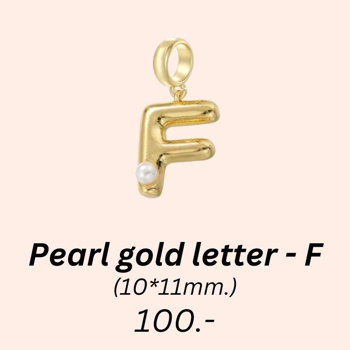 Pearl gold letter - F charm