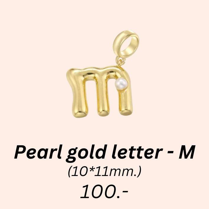 Pearl gold letter - M charm