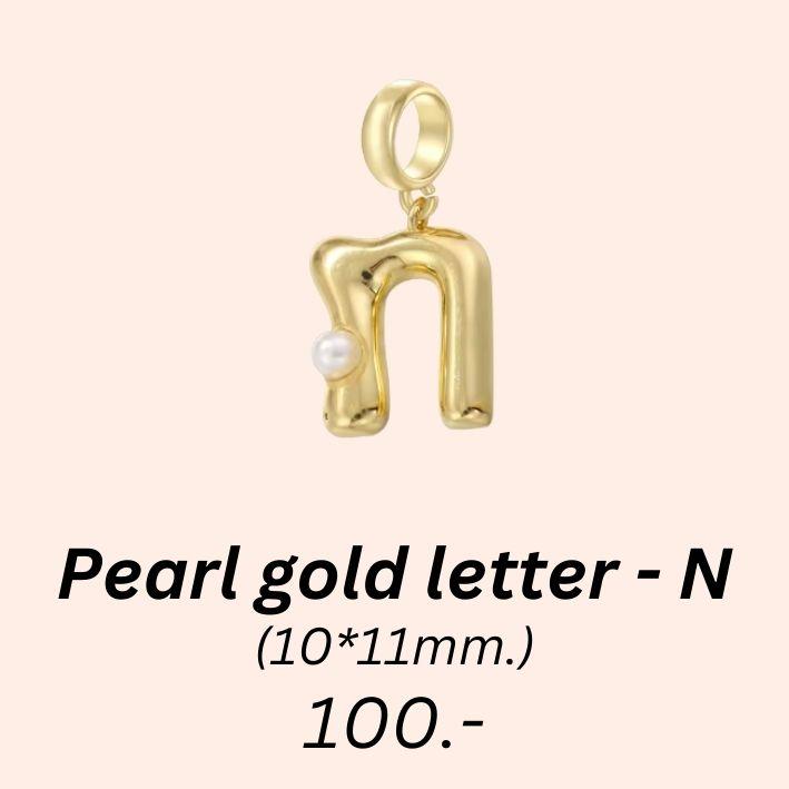 Pearl gold letter - N charm