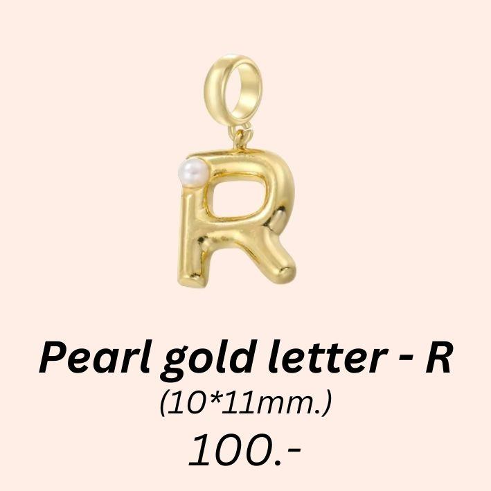 Pearl gold letter - R charm