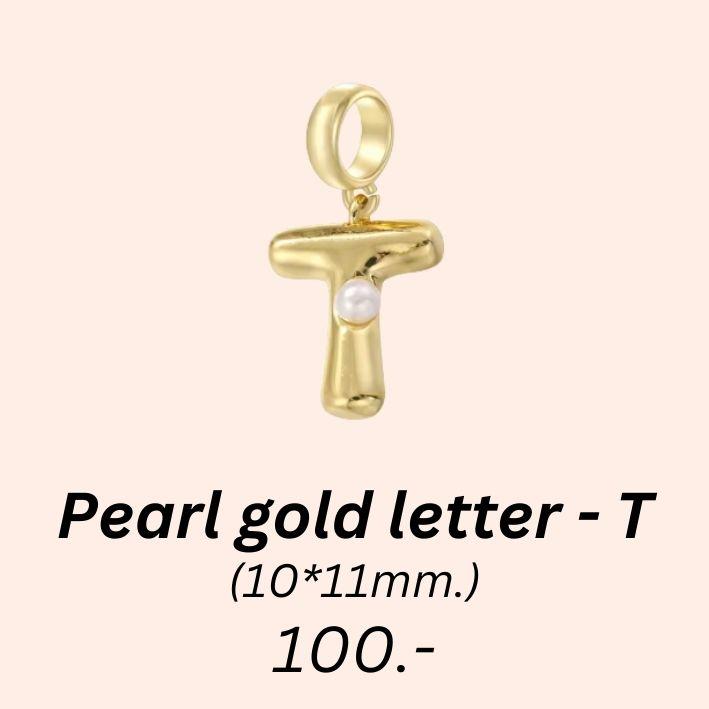 Pearl gold letter - T charm