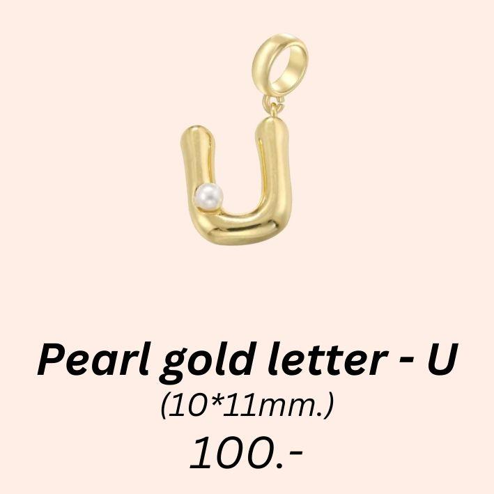 Pearl gold letter - U charm