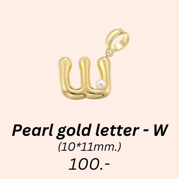 Pearl gold letter - W charm
