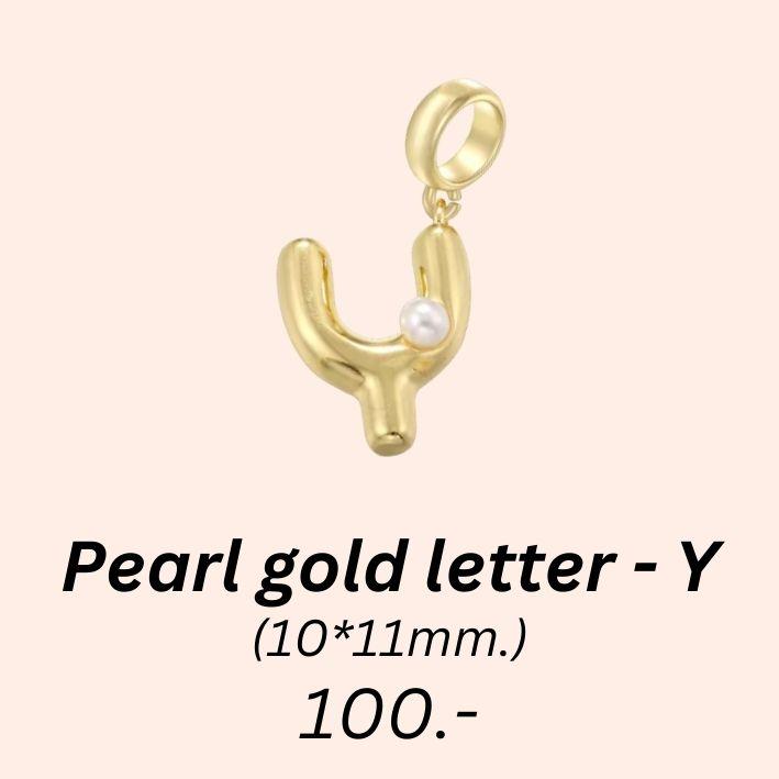 Pearl gold letter - Y charm